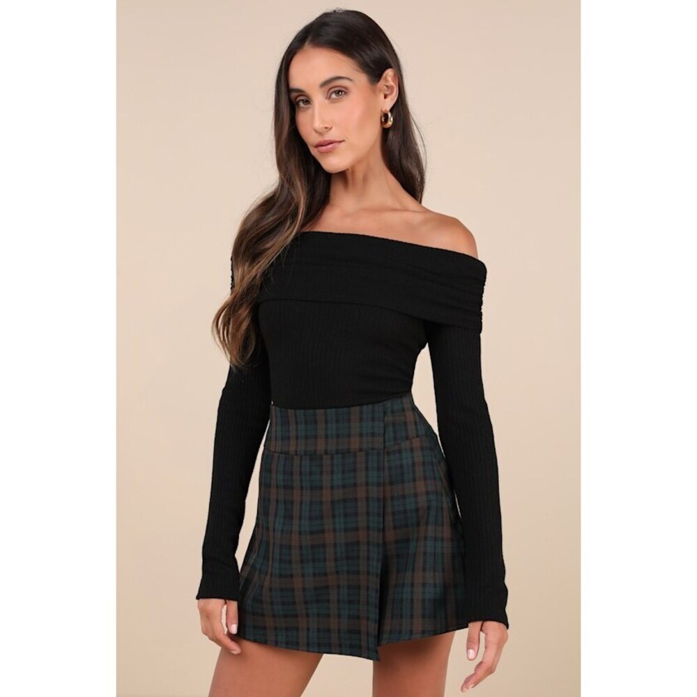 Lulus Coveted Favorite Black Textured Off-the-shoulder Top - Size XL